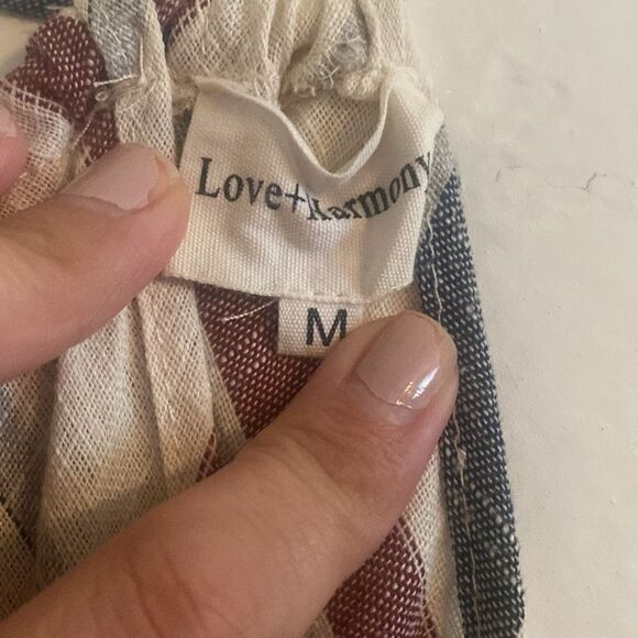 EUC Urban Outfitter LOVE+Harmony Stripe Woven Linen Blend Halter Neck Midi Dress - Picture 9 of 12